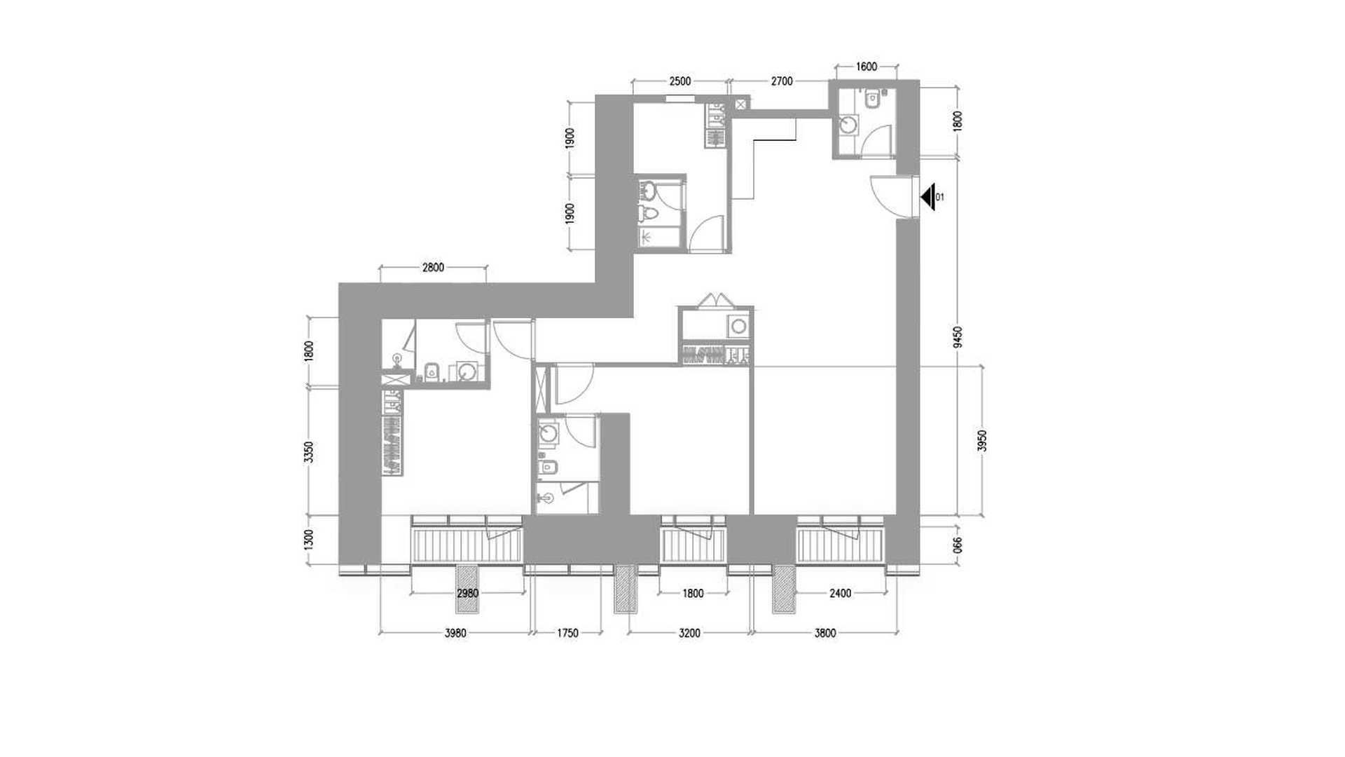Планировка квартиры 2 спальни в ЖК TIGER SKY TOWER № 11034