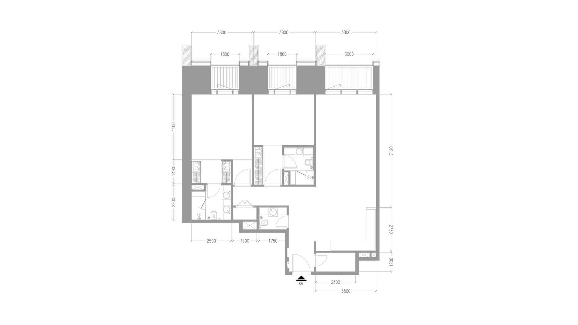 Планировка квартиры 2 спальни в ЖК TIGER SKY TOWER № 11031