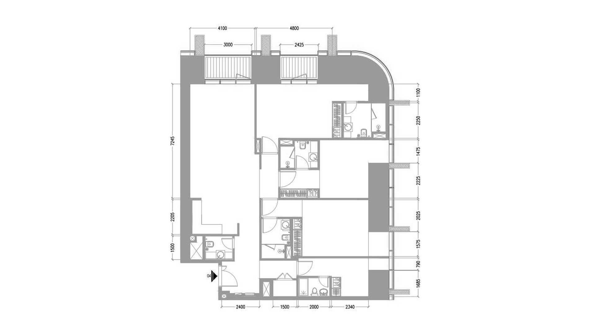 Apartment floor plan, 3 bedrooms in TIGER SKY TOWER No. 11025