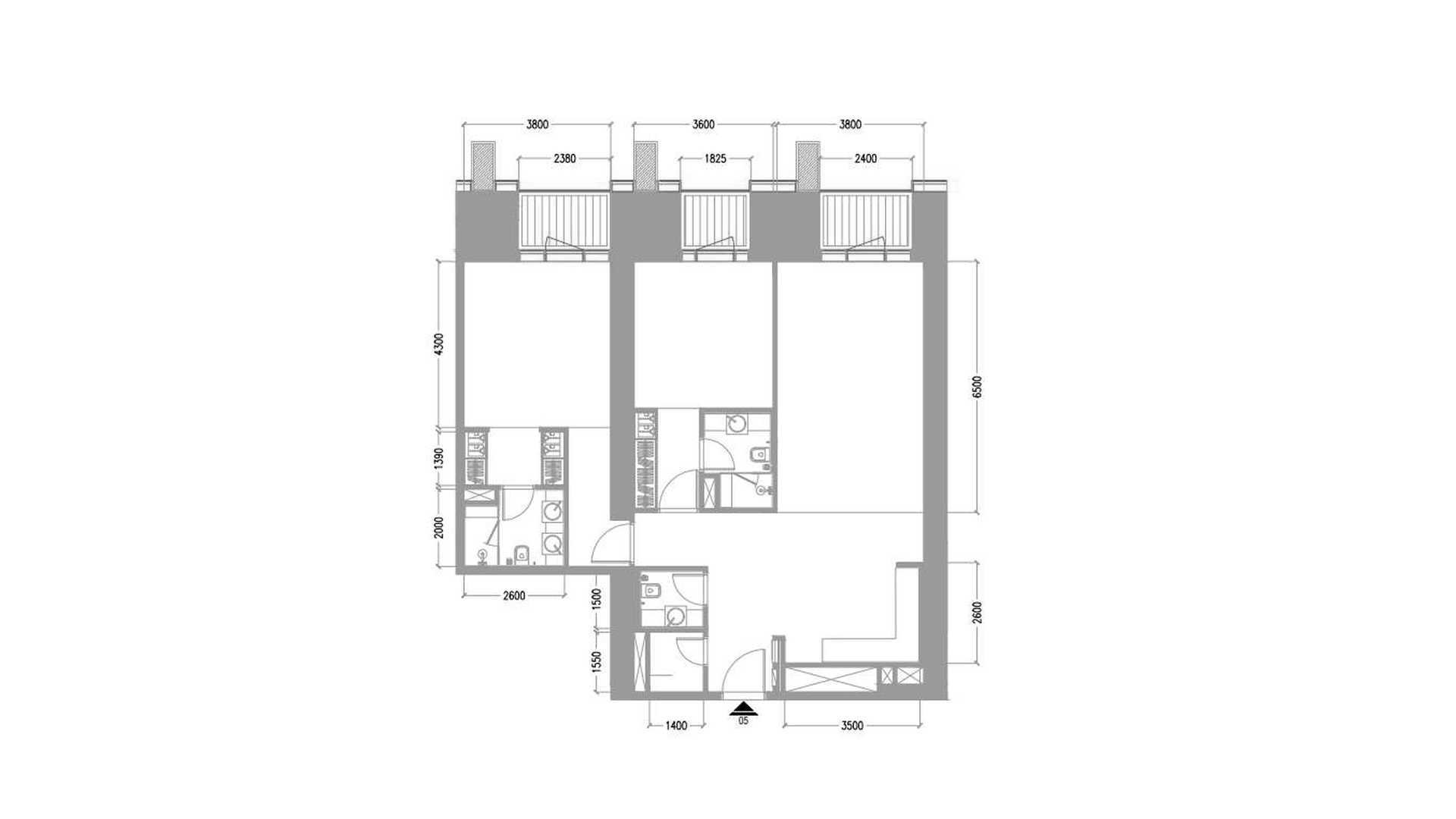 Apartment floor plan, 2 bedrooms in TIGER SKY TOWER No. 11035