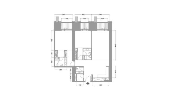 Apartment floor plan, 2 bedrooms in TIGER SKY TOWER No. 11035 (2D)